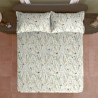 Meadow Whisper Ivory 200 TC Blended Cotton Bedsheet Set with Pillow Cover
