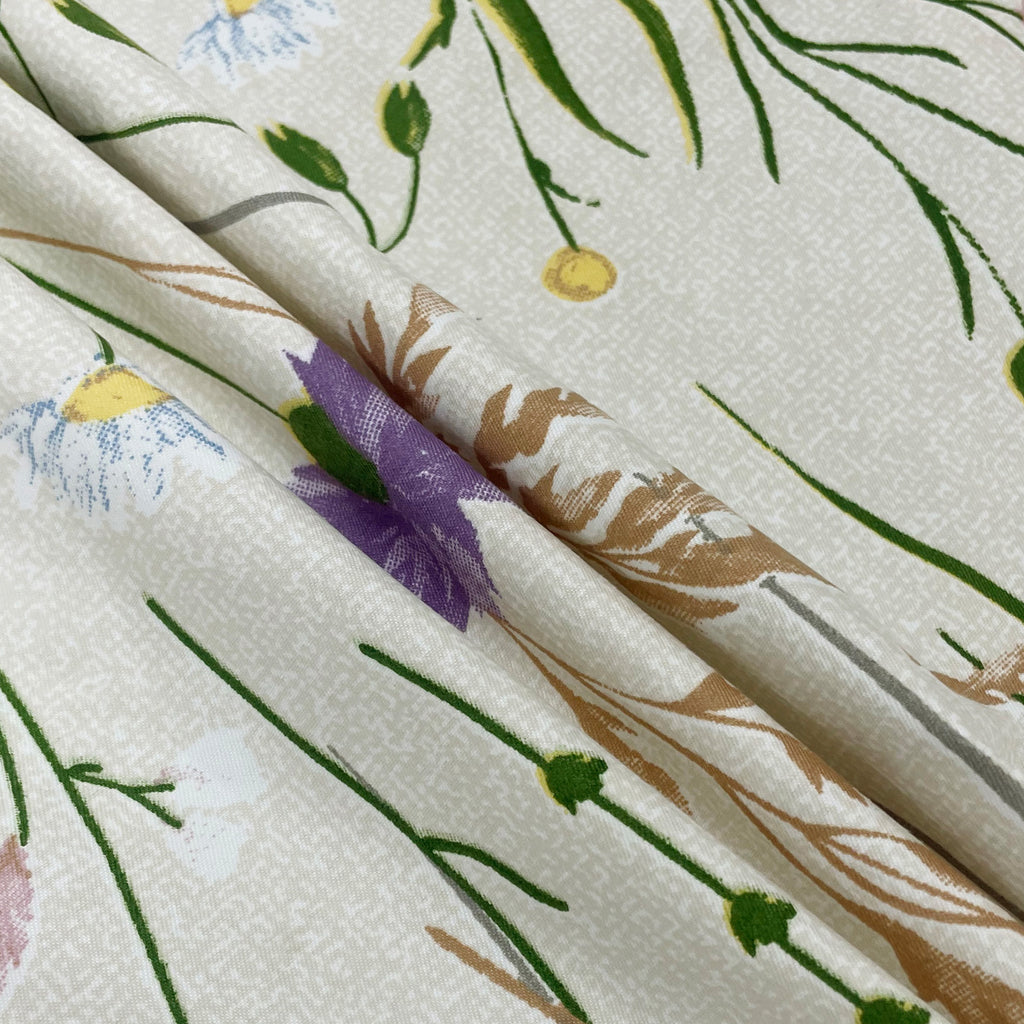 Meadow Whisper Ivory 200 TC Blended Cotton Bedsheet Set with Pillow Cover