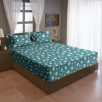 Teal Rose Garden 200 TC Blended Cotton Bedsheet Set with Pillow Cover