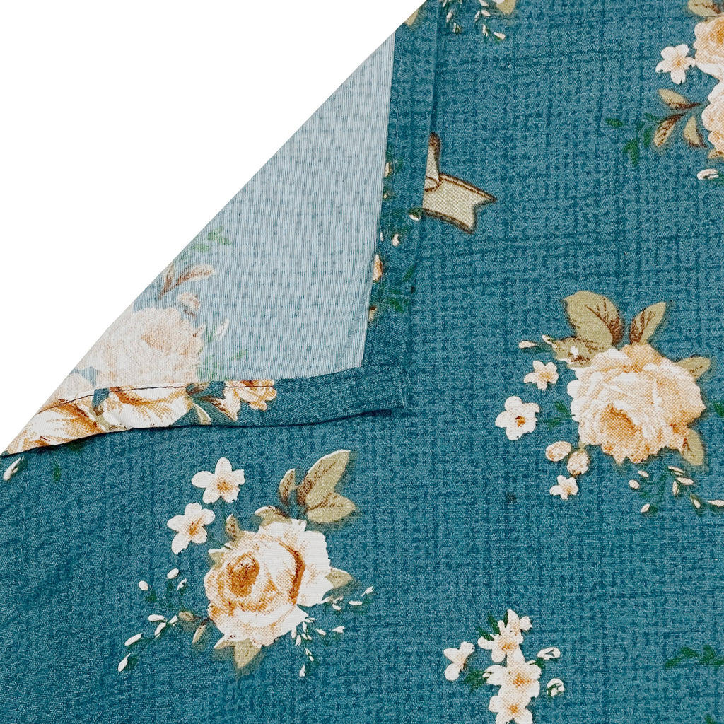 Teal Rose Garden 200 TC Blended Cotton Bedsheet Set with Pillow Cover