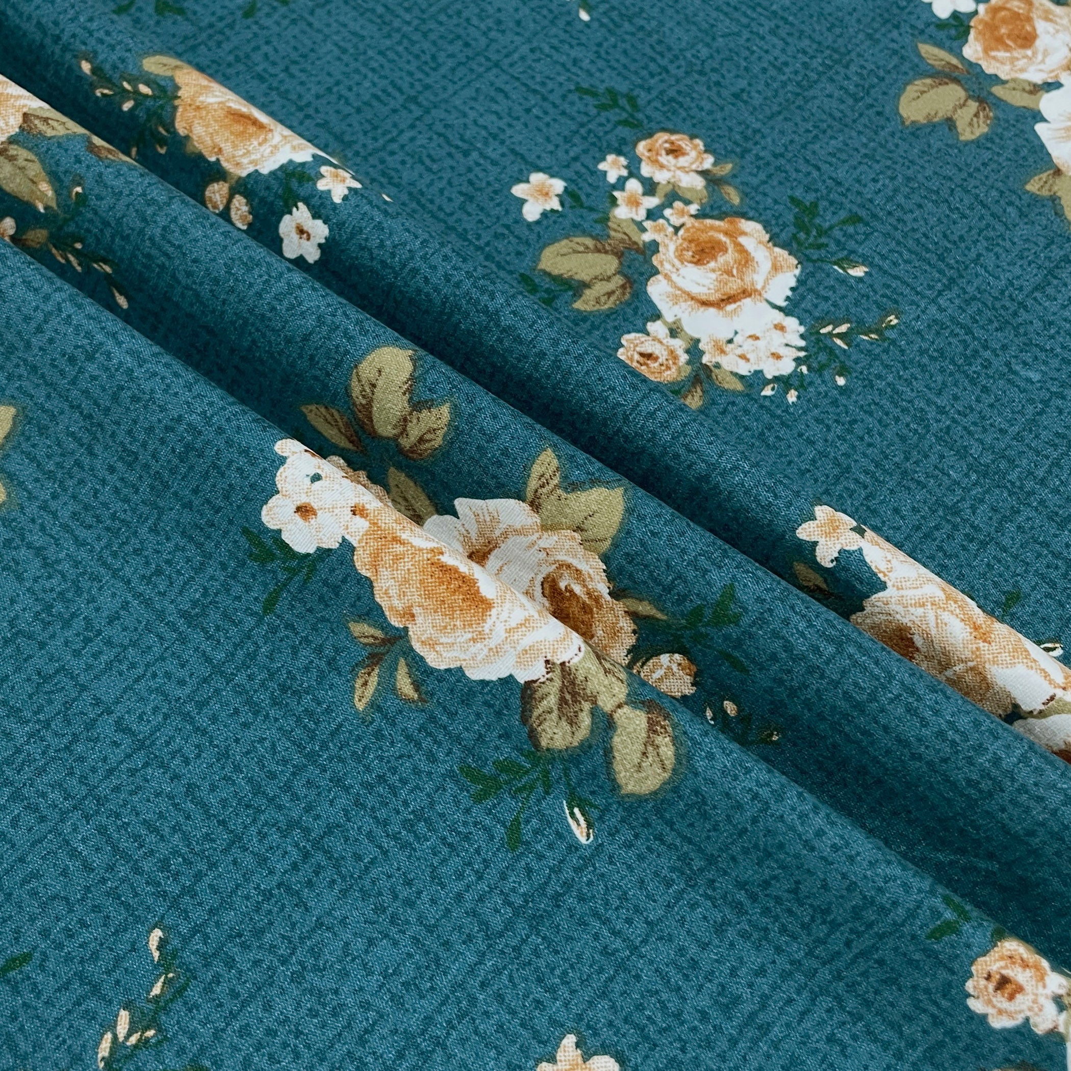 Teal Rose Garden 200 TC Blended Cotton Bedsheet Set with Pillow Cover