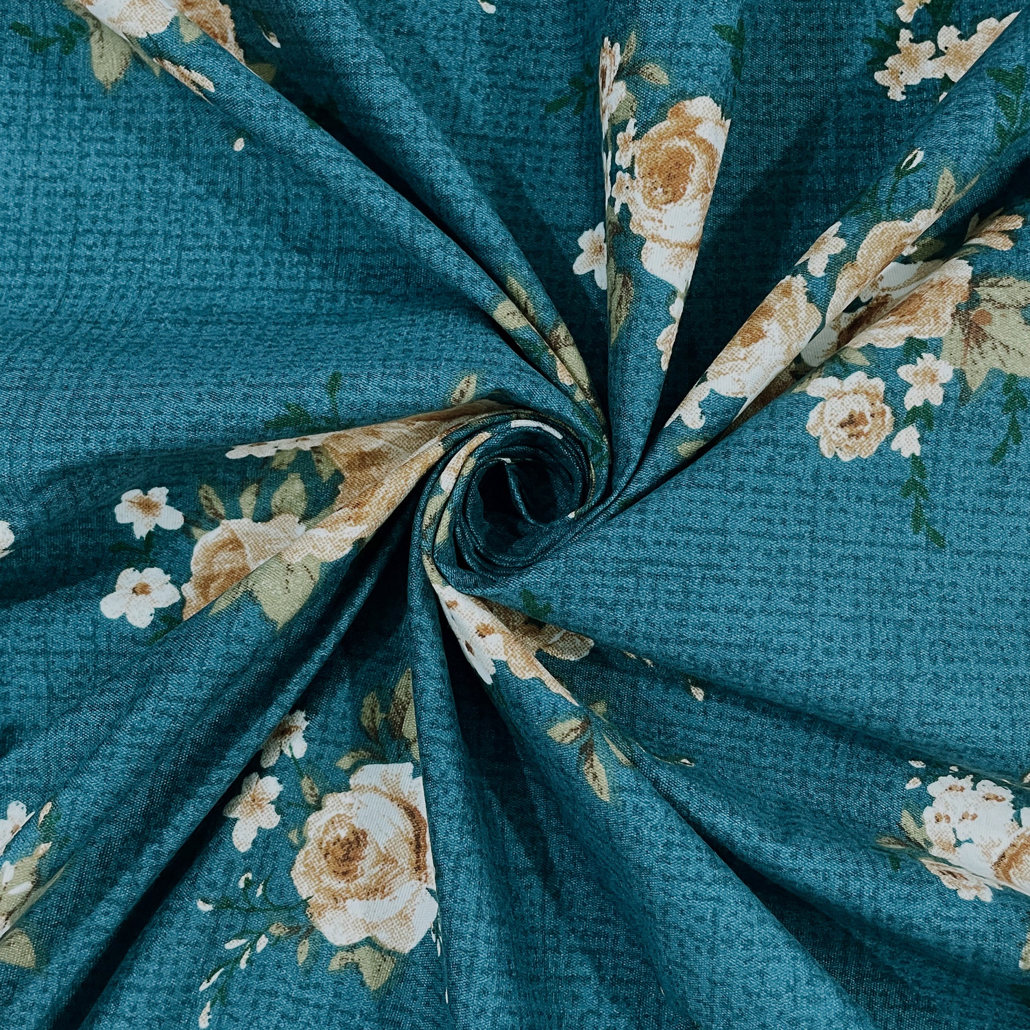 Teal Rose Garden 200 TC Blended Cotton Bedsheet Set with Pillow Cover