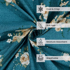 Teal Rose Garden 200 TC Blended Cotton Bedsheet Set with Pillow Cover