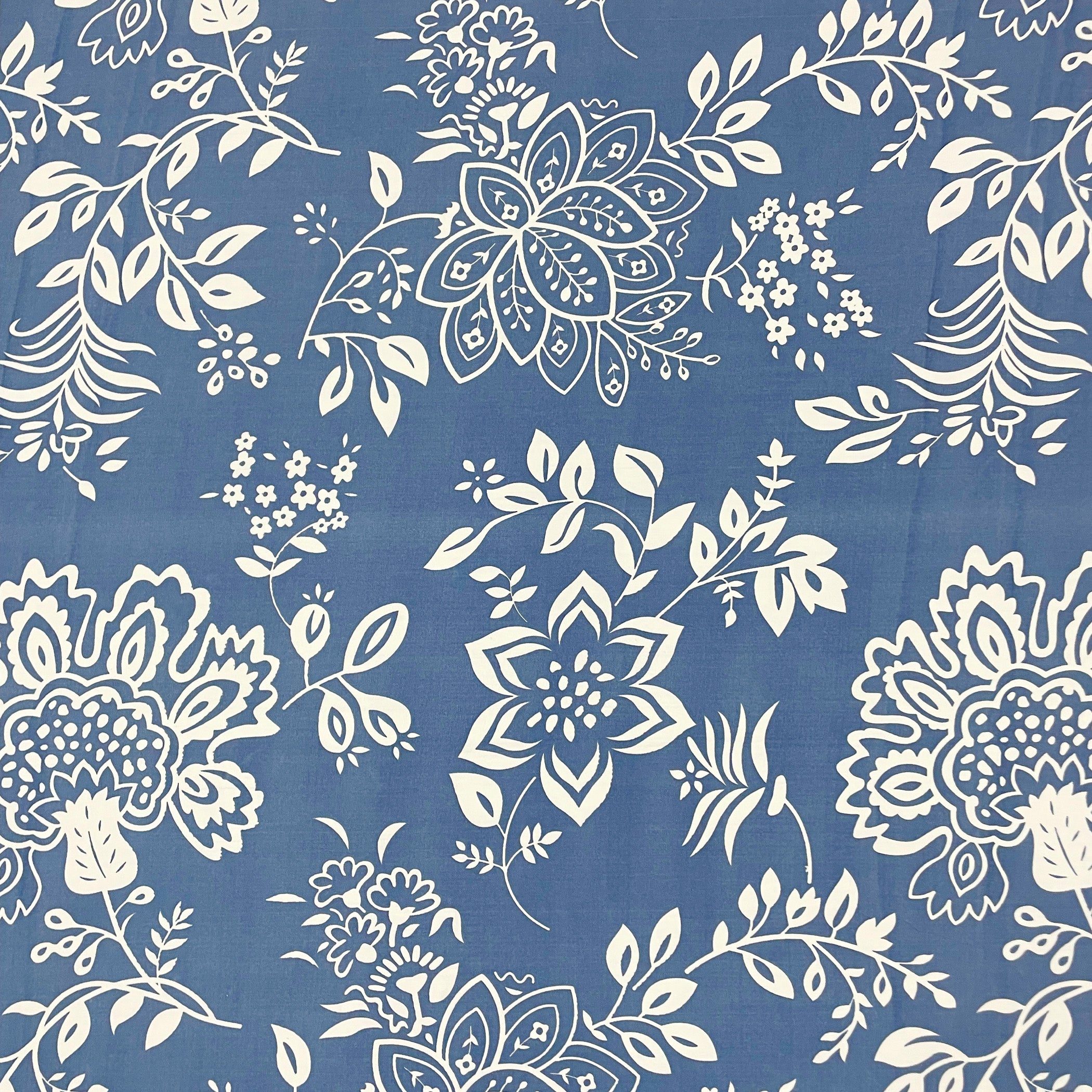 Indigo Bloom Blue 200 TC Blended Cotton Bedsheet Set with Pillow Cover