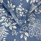 Indigo Bloom Blue 200 TC Blended Cotton Bedsheet Set with Pillow Cover