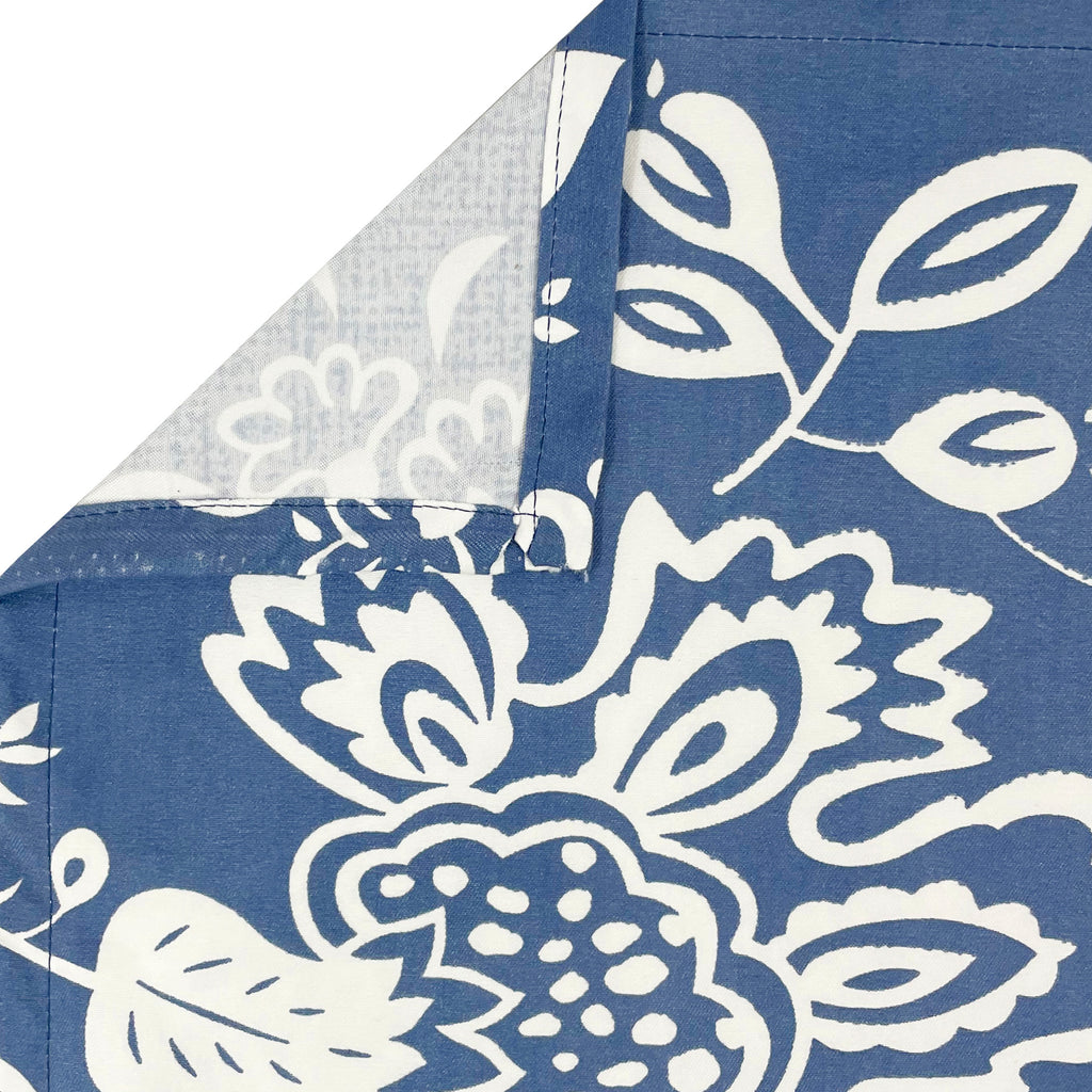 Indigo Bloom Blue 200 TC Blended Cotton Bedsheet Set with Pillow Cover