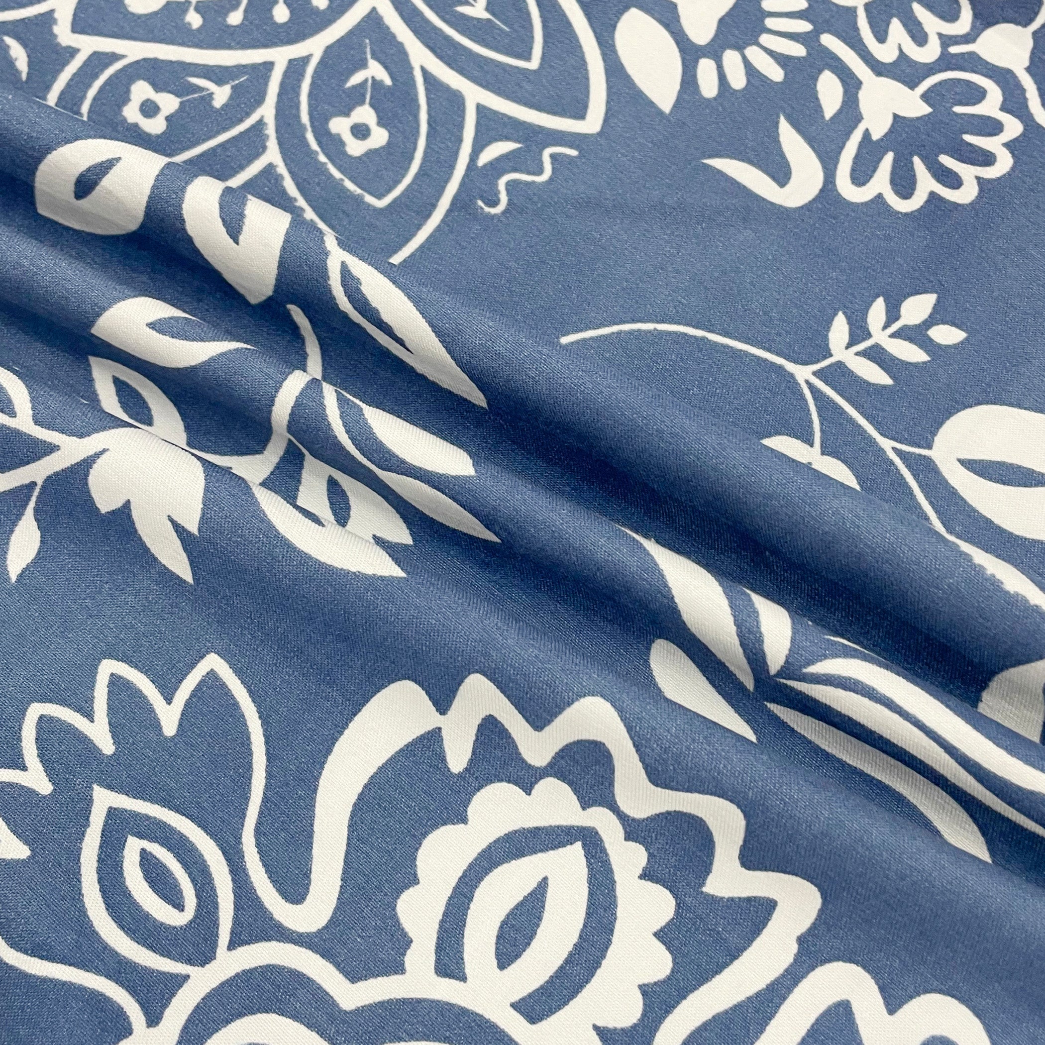 Indigo Bloom Blue 200 TC Blended Cotton Bedsheet Set with Pillow Cover