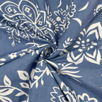 Indigo Bloom Blue 200 TC Blended Cotton Bedsheet Set with Pillow Cover