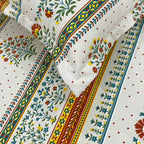 Heritage Blossom Ivory 200 TC Blended Cotton Bedsheet Set with Pillow Cover