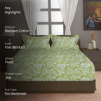 Olive Heritage 200 TC Blended Cotton Bedsheet Set with Pillow Cover