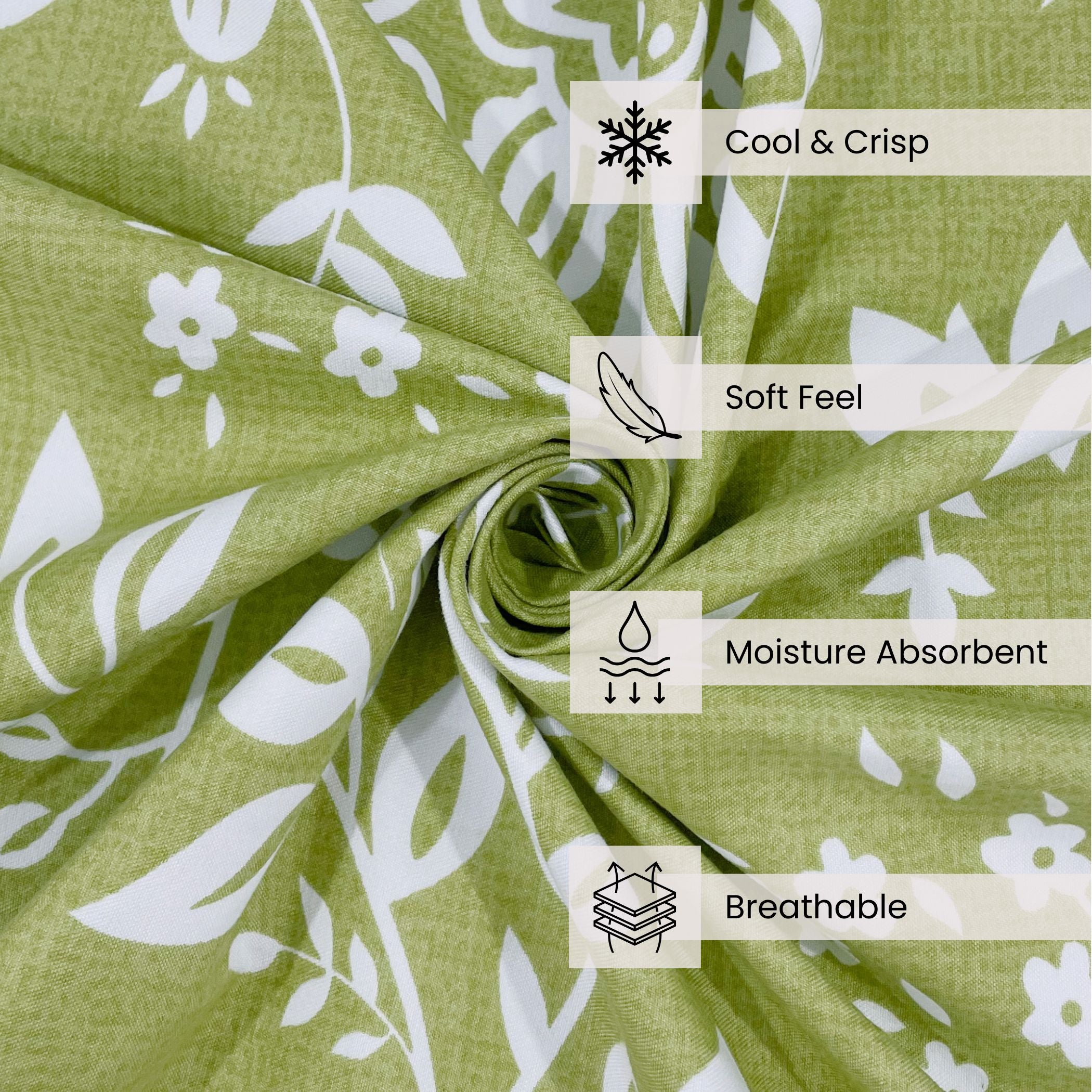 Olive Heritage 200 TC Blended Cotton Bedsheet Set with Pillow Cover
