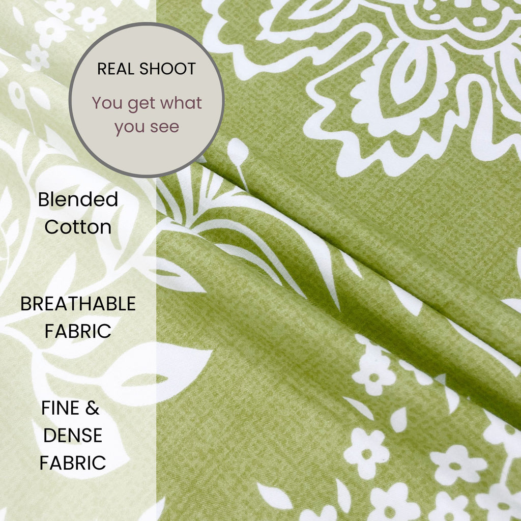 Olive Heritage 200 TC Blended Cotton Bedsheet Set with Pillow Cover