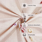 Blush Sprig Beige 200 TC Blended Cotton Bedsheet Set with Pillow Cover