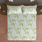 Garden Vine Ivory 200 TC Blended Cotton Bedsheet Set with Pillow Cover