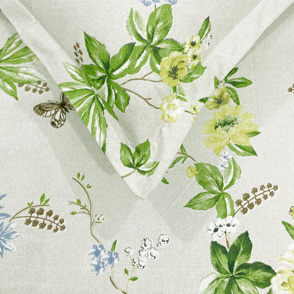 Garden Vine Ivory 200 TC Blended Cotton Bedsheet Set with Pillow Cover
