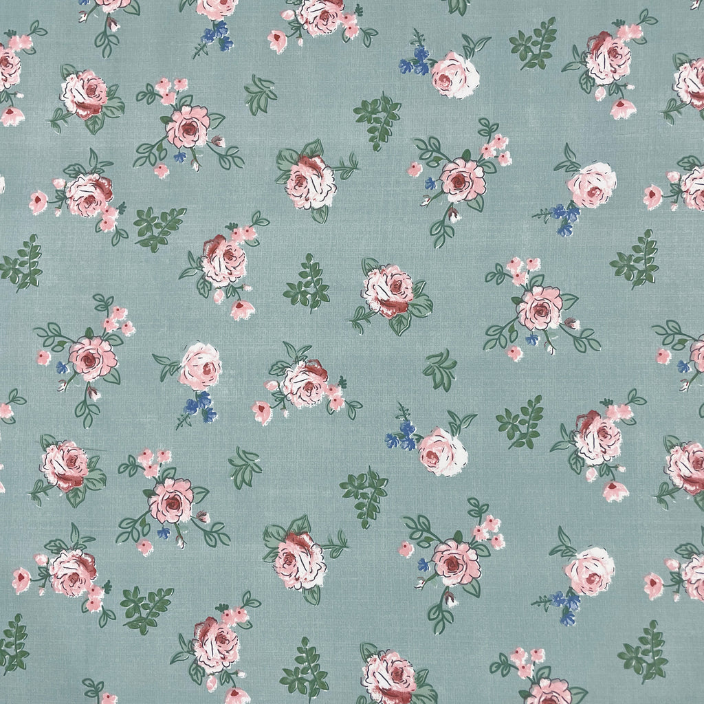 Rose Meadow Sage Green 200 TC Blended Cotton Bedsheet Set with Pillow Cover