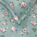 Rose Meadow Sage Green 200 TC Blended Cotton Bedsheet Set with Pillow Cover