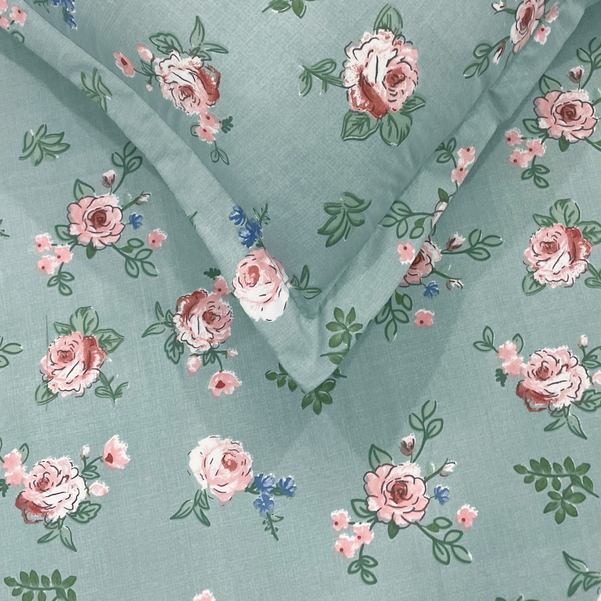 Rose Meadow Sage Green 200 TC Blended Cotton Bedsheet Set with Pillow Cover