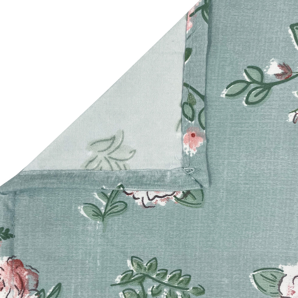 Rose Meadow Sage Green 200 TC Blended Cotton Bedsheet Set with Pillow Cover