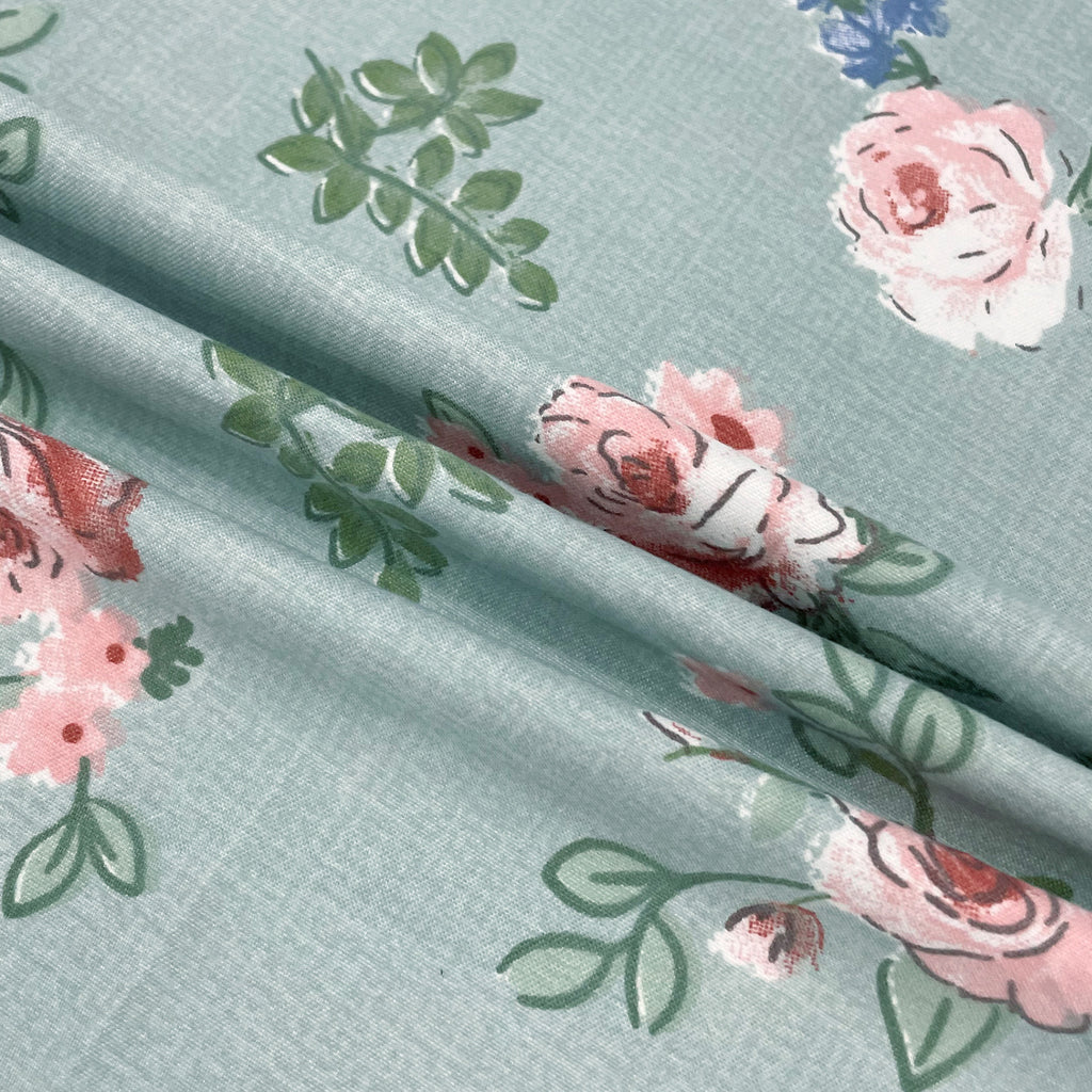 Rose Meadow Sage Green 200 TC Blended Cotton Bedsheet Set with Pillow Cover
