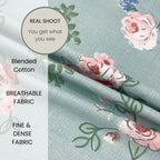 Rose Meadow Sage Green 200 TC Blended Cotton Bedsheet Set with Pillow Cover