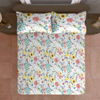 Botanical Bloom Multicolour 200 TC Blended Cotton Bedsheet Set with Pillow Cover