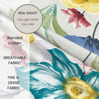 Botanical Bloom Multicolour 200 TC Blended Cotton Bedsheet Set with Pillow Cover
