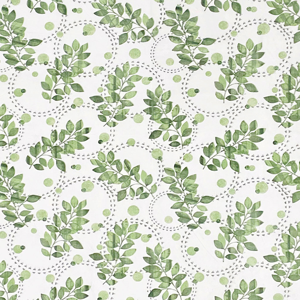 Ivory Green Leaf Trails 144 TC Pure Cotton Bedsheet Set with Pillow Cover