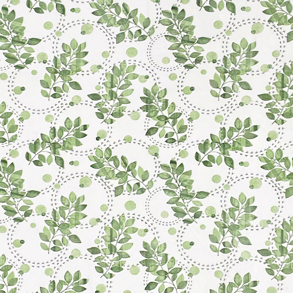 Ivory Green Leaf Trails 144 TC Pure Cotton Bedsheet Set with Pillow Cover