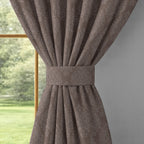 Chocolate Brown Ornamental Scrolls 250 GSM Polyester 100% Blackout Eyelet Curtain
