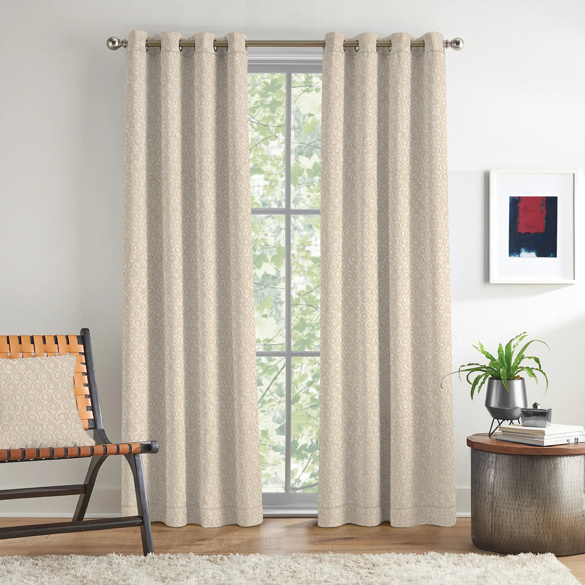 Taupe Serenity 250 GSM Polyester 100% Blackout Eyelet Curtain