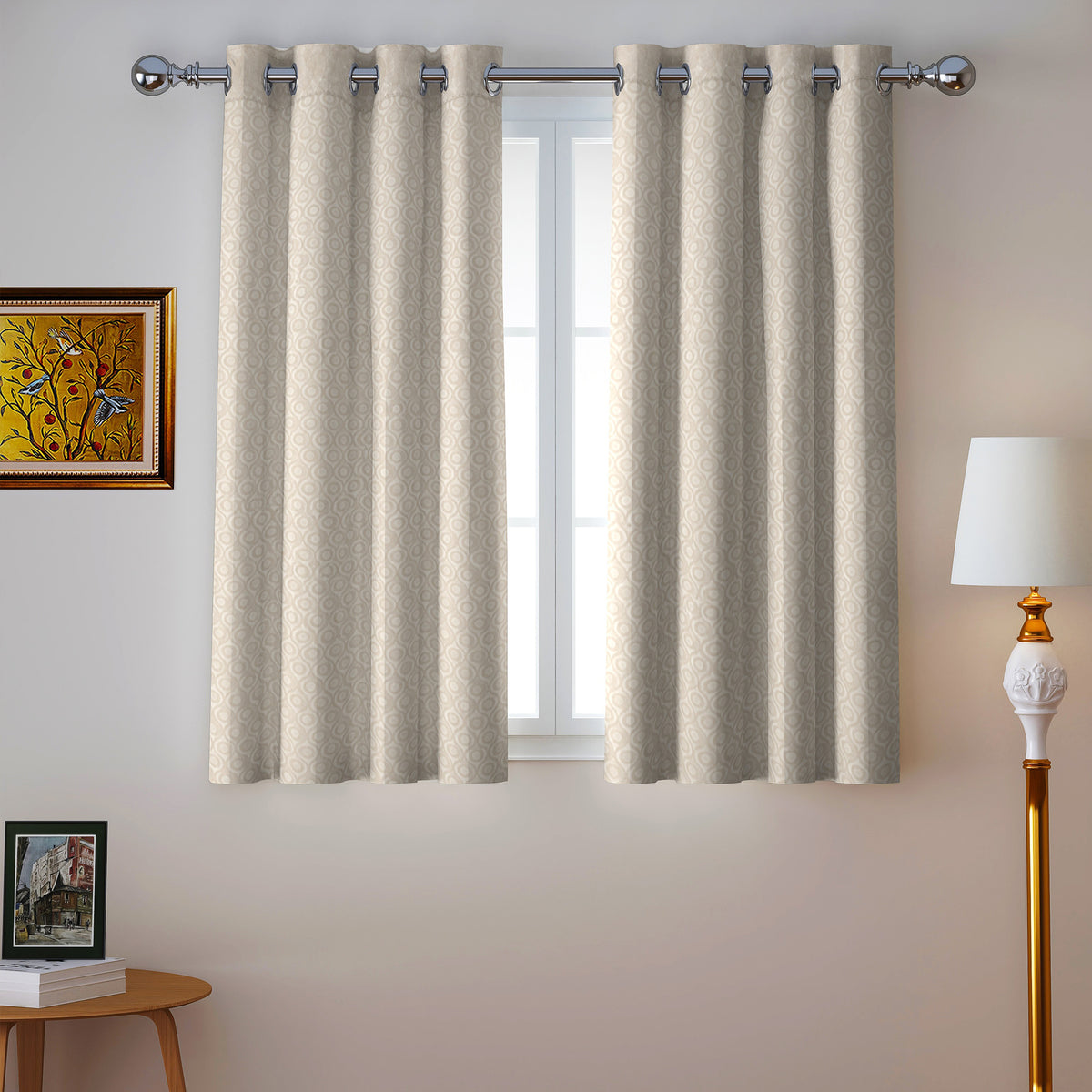 Taupe Serenity 250 GSM Polyester 100% Blackout Eyelet Curtain
