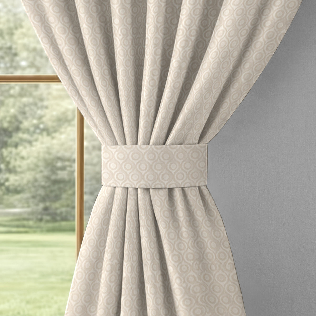 Taupe Serenity 250 GSM Polyester 100% Blackout Eyelet Curtain