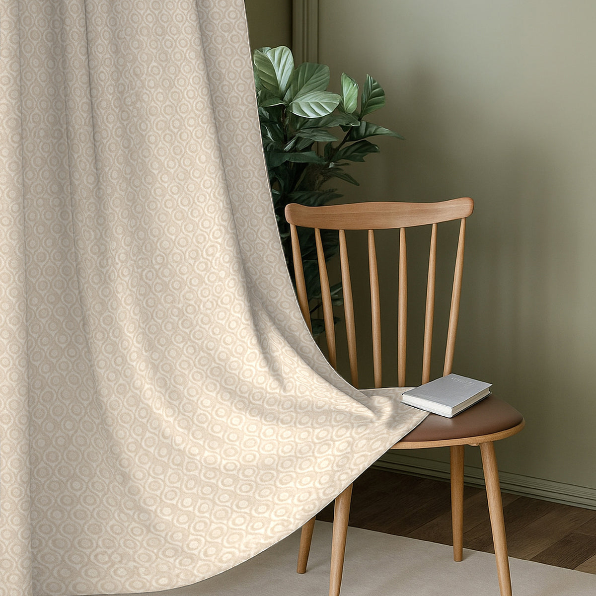 Taupe Serenity 250 GSM Polyester 100% Blackout Eyelet Curtain