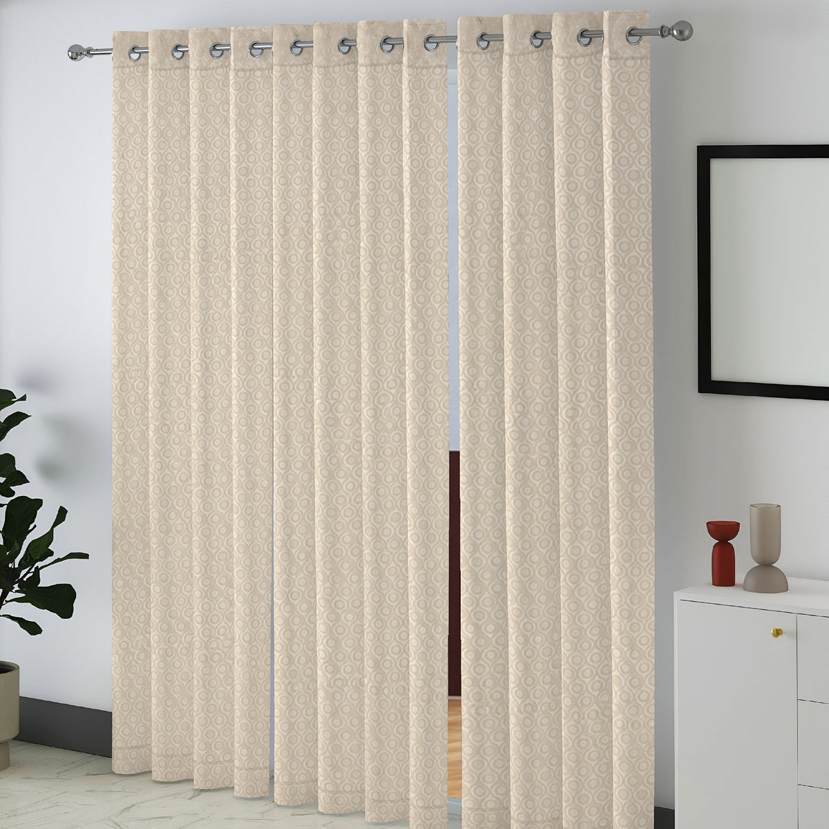 Taupe Serenity 250 GSM Polyester 100% Blackout Eyelet Curtain