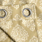 Champagne Ornamental Scrolls 250 GSM Polyester 100% Blackout Eyelet Curtain