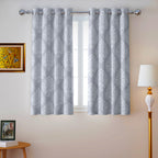 Charcoal Grey Tonal Damask 250 GSM Polyester 100% Blackout Eyelet Curtain