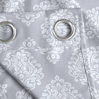 Charcoal Grey Tonal Damask 250 GSM Polyester 100% Blackout Eyelet Curtain