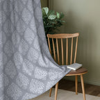 Charcoal Grey Tonal Damask 250 GSM Polyester 100% Blackout Eyelet Curtain