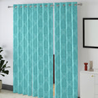 Teal Tonal Damask 250 GSM Polyester 100% Blackout Eyelet Curtain