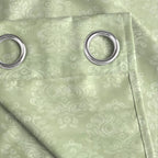 Sage Green Ornamental Scrolls 250 GSM Polyester 100% Blackout Eyelet Curtain