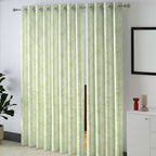 Sage Green Ornamental Scrolls 250 GSM Polyester 100% Blackout Eyelet Curtain