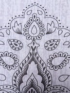 Elegant Grey Ethnic Motif Pure Cotton 210 TC King Fitted Bedsheet with 2 Pillow Covers (72x78x10 Inches)