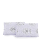 Elegant Grey Ethnic Motif Pure Cotton 210 TC King Fitted Bedsheet with 2 Pillow Covers (72x78x10 Inches)