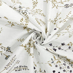 Elegant Ivory Botanical Pure Cotton 210 TC King Fitted Bedsheet with 2 Pillow Covers (72x78x10 Inches)