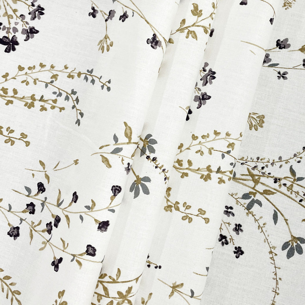 Elegant Ivory Botanical Pure Cotton 210 TC King Fitted Bedsheet with 2 Pillow Covers (72x78x10 Inches)