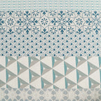 Teal & Grey Geometric Pure Cotton 210 TC King Fitted Bedsheet with 2 Pillow Covers (72x78x10 Inches)