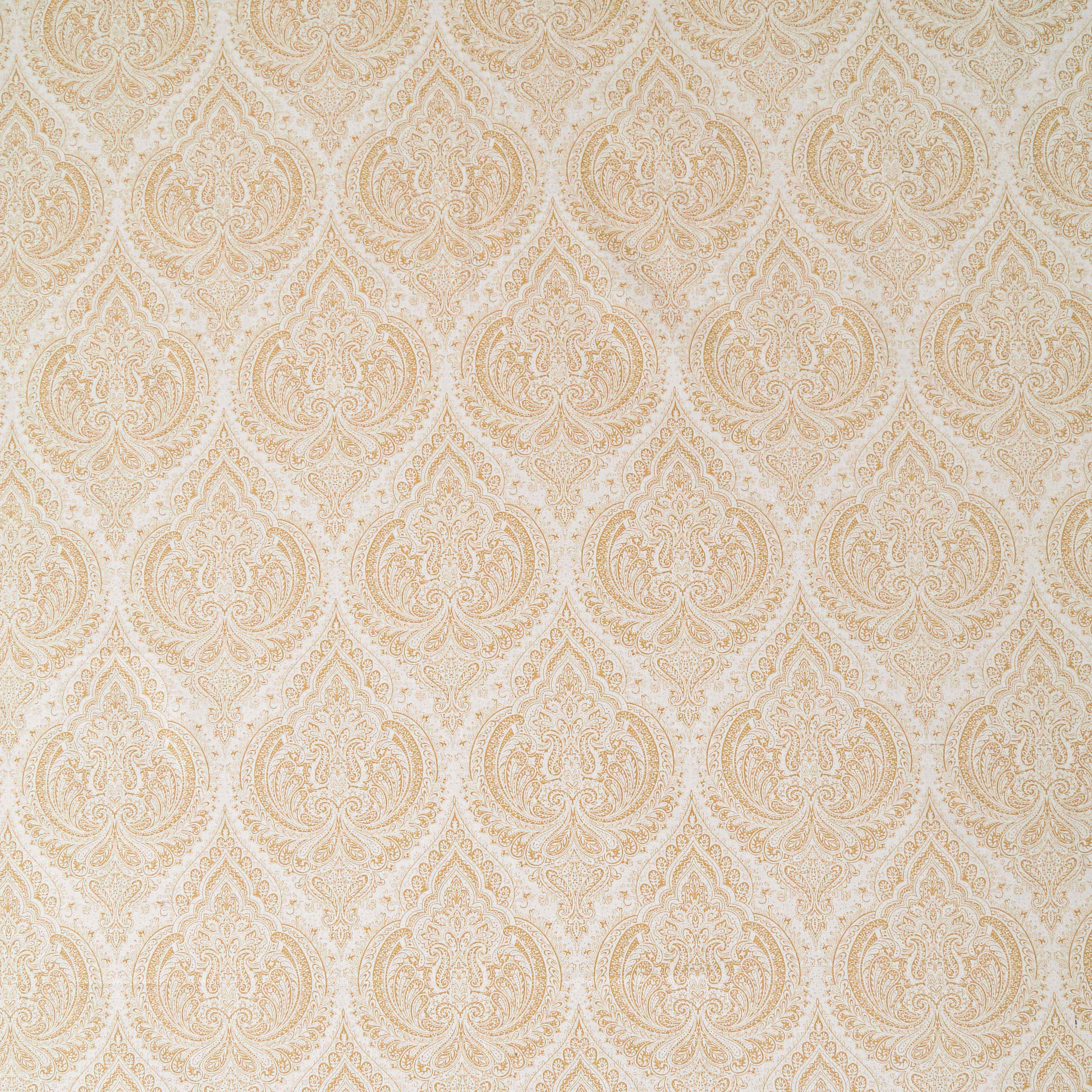 Ornamental Motif Ivory 210 TC Pure Cotton King Fitted Bedsheet with 2 Pillow Covers (72 x 78 x 10 Inches)