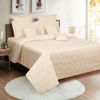 Ornamental Motif Ivory 210 TC Pure Cotton King Fitted Bedsheet with 2 Pillow Covers (72 x 78 x 10 Inches)