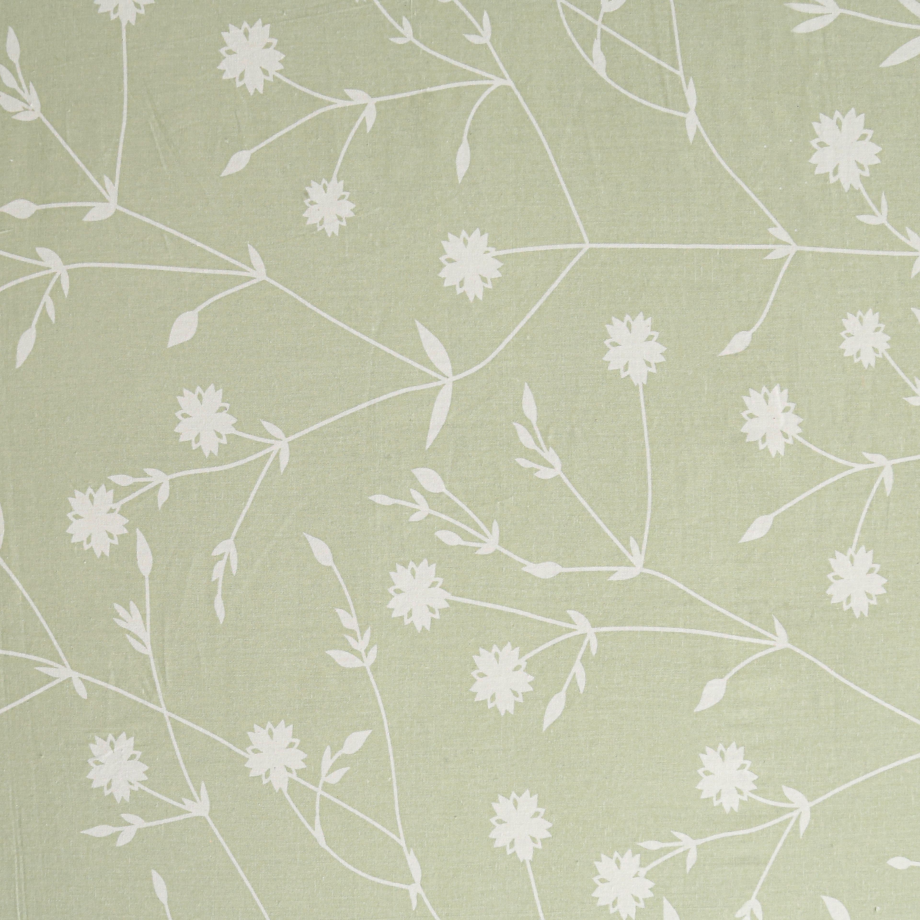 Elegant Sage Green Botanical Pure Cotton 210 TC King Fitted Bedsheet with 2 Pillow Covers (72x78x10 Inches)
